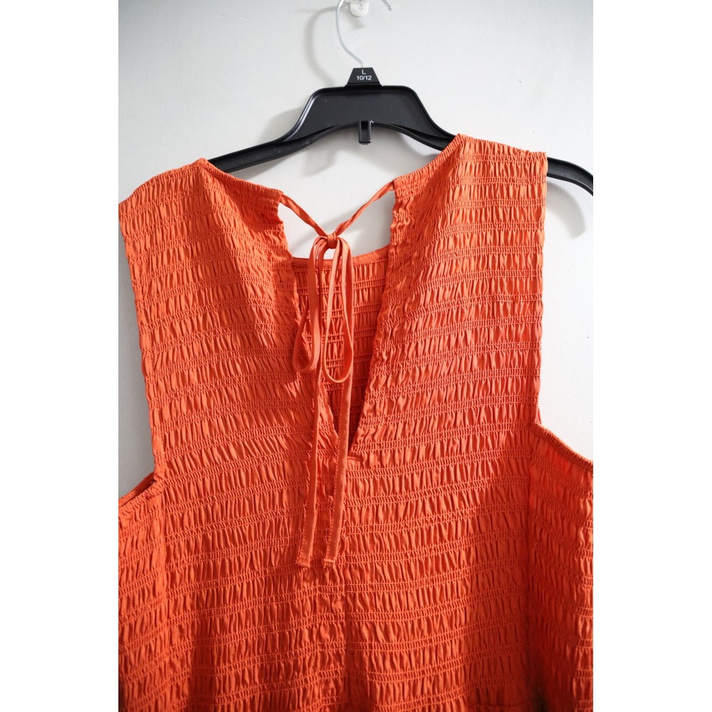 Orange Sleeveless Smocked Midi Dress - Picture 8 of 9